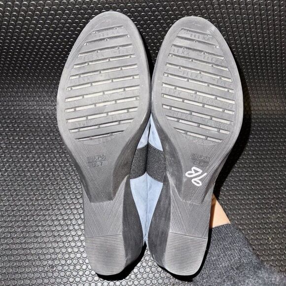 THE FLEXX Run Quickly Leather Wedge Pump Slate Blue Mary Janes Shoe Womens 7 - Picture 7 of 7